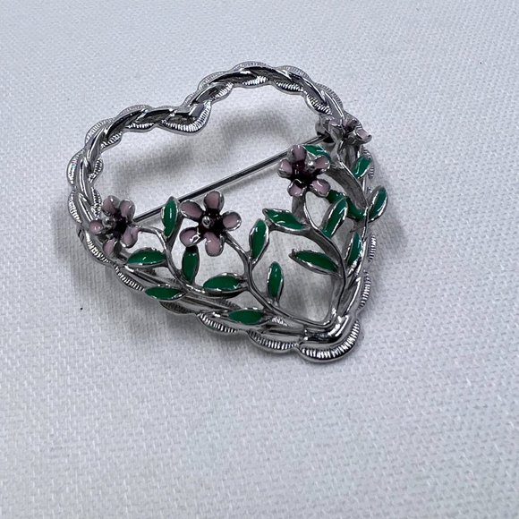 🎊HP🎊 Beau-Sterling Signed – Sterling Silver Brooch with Hand Painted Flowers - Picture 4 of 9